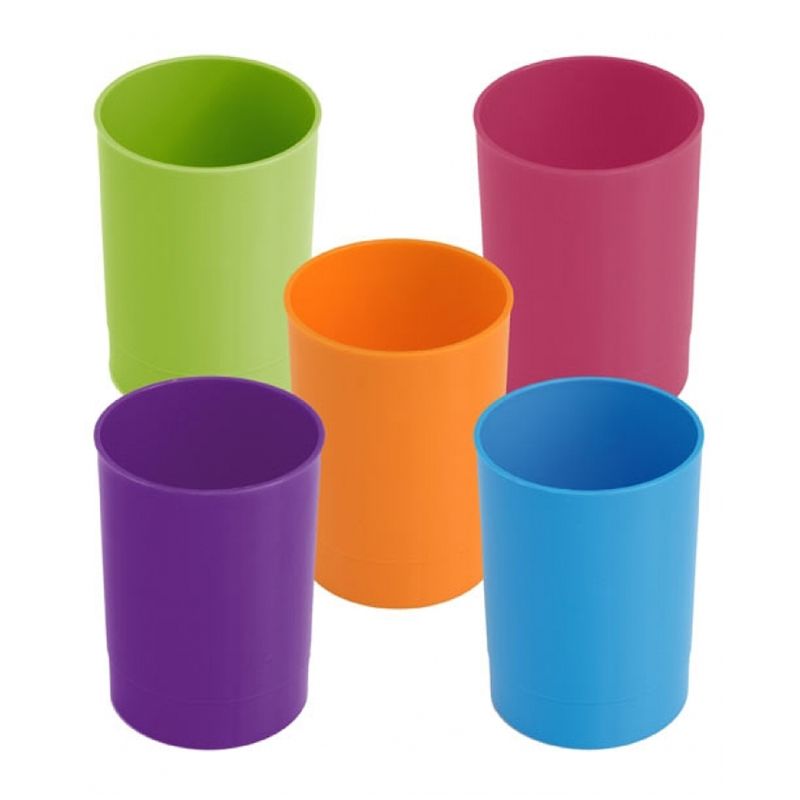 Подставка-стакан СТАММ "Офис. Intensive", пластиковая, круглая, ассорти