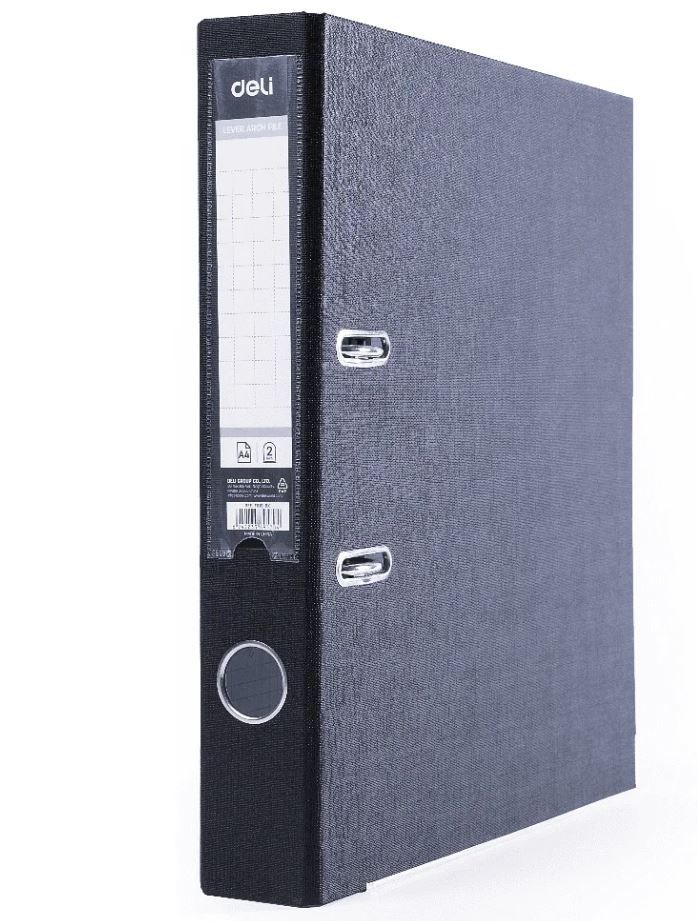 Папка-регистратор А4, ПВХ Эко, 75мм. "Deli"черный(разборная)