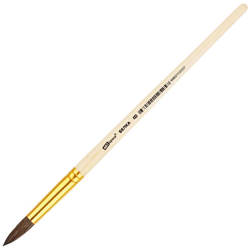 Кисть белка, ArtSpace, круглая №08, пакет, европодвес КИТАЙ ArtSpace Спейс 10702070/120225/5059681/1 ТНВЭД 9603301000