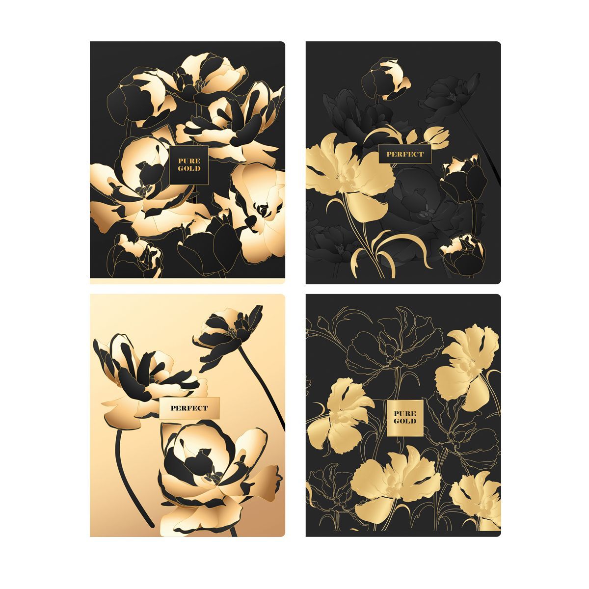 Тетрадь 48л., А5, клетка BG "Pure Gold", матовая ламинация, тиснение фольгой РОССИЯ BG БиДжи  ТНВЭД 4820200000