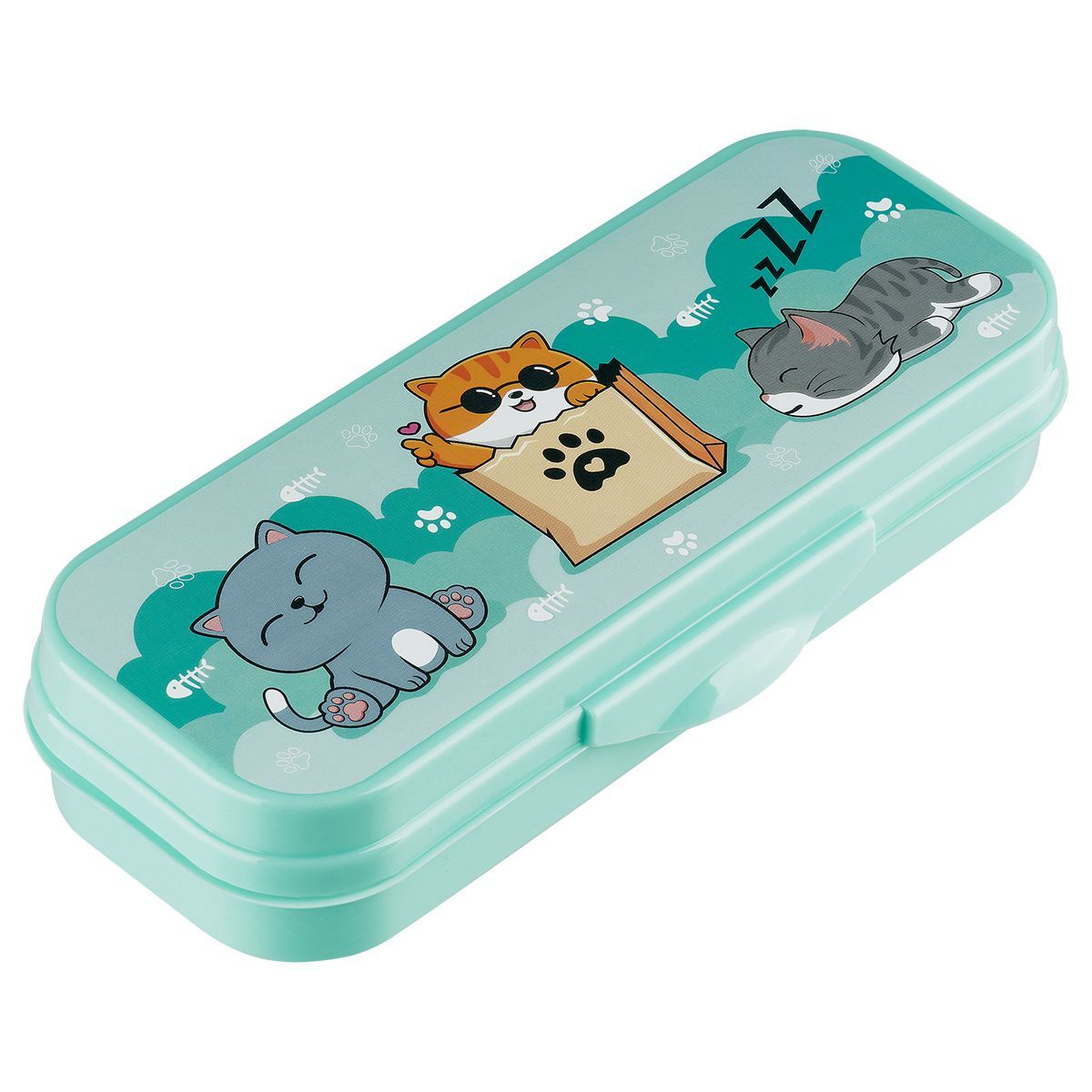 Пенал-футляр, 215*90*43 СТАММ "Коты", бирюзовыйРОССИЯ СТАММ СТАММ  ТНВЭД 3926100000