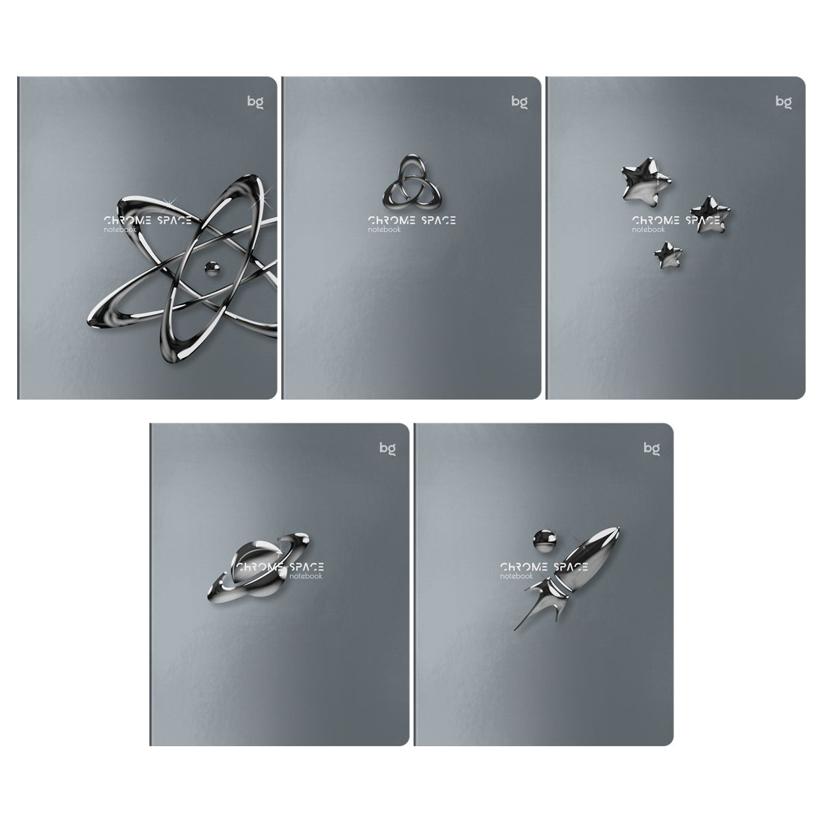 Тетрадь 48л., А5, клетка BG "Chrome", металлизированный пантон РОССИЯ BG БиДжи  ТНВЭД 4820200000