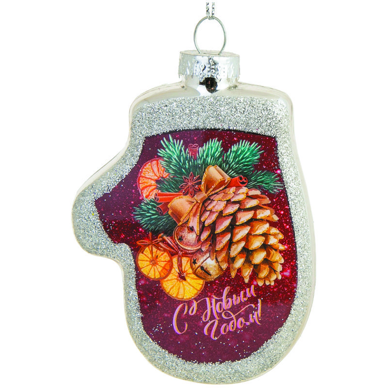 Елочное украшение из стекла "Золотая шишка", 2*9*6,5см