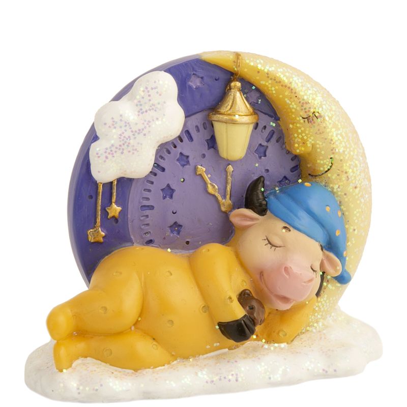 Декоративная фигурка "Спящая коровка", полирезина, 8*9,5*4,2см