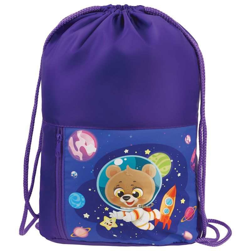 Мешок для обуви 1 отделение Мульти-Пульти "Spaceman", 340*420мм, карман на молнии, синий РОССИЯ Мульти-Пульти Мульти-Пульти  ТНВЭД 4202929100