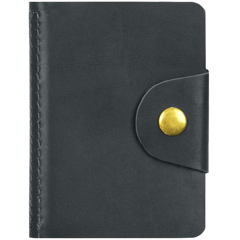 Визитница карманная OfficeSpace на кнопке, 10*7см,18 карманов, натуральная кожа, черный РОССИЯ OfficeSpace Спейс  ТНВЭД 4202310000