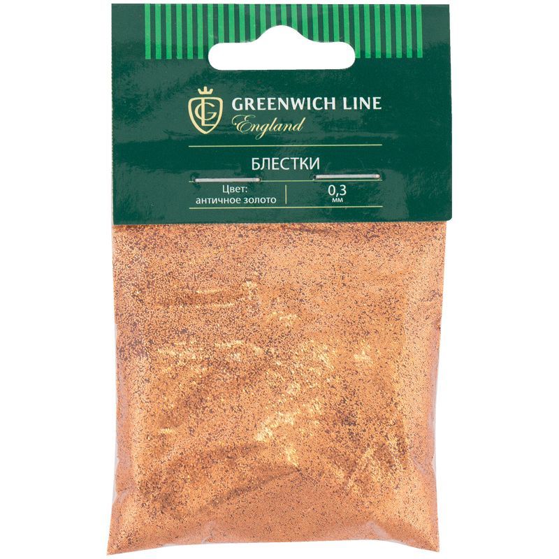 Блестки декоративные Greenwich Line, размер 0,3мм, 20г, античное золото