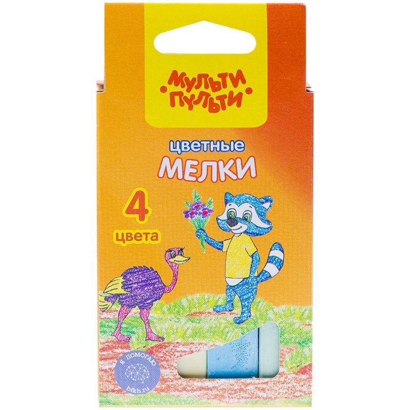Мелки цветные Мульти-Пульти "Енот в Австралии", 4цв., картонная коробка, европодвес РОССИЯ Мульти-Пульти Мульти-Пульти  ТНВЭД 9609909000