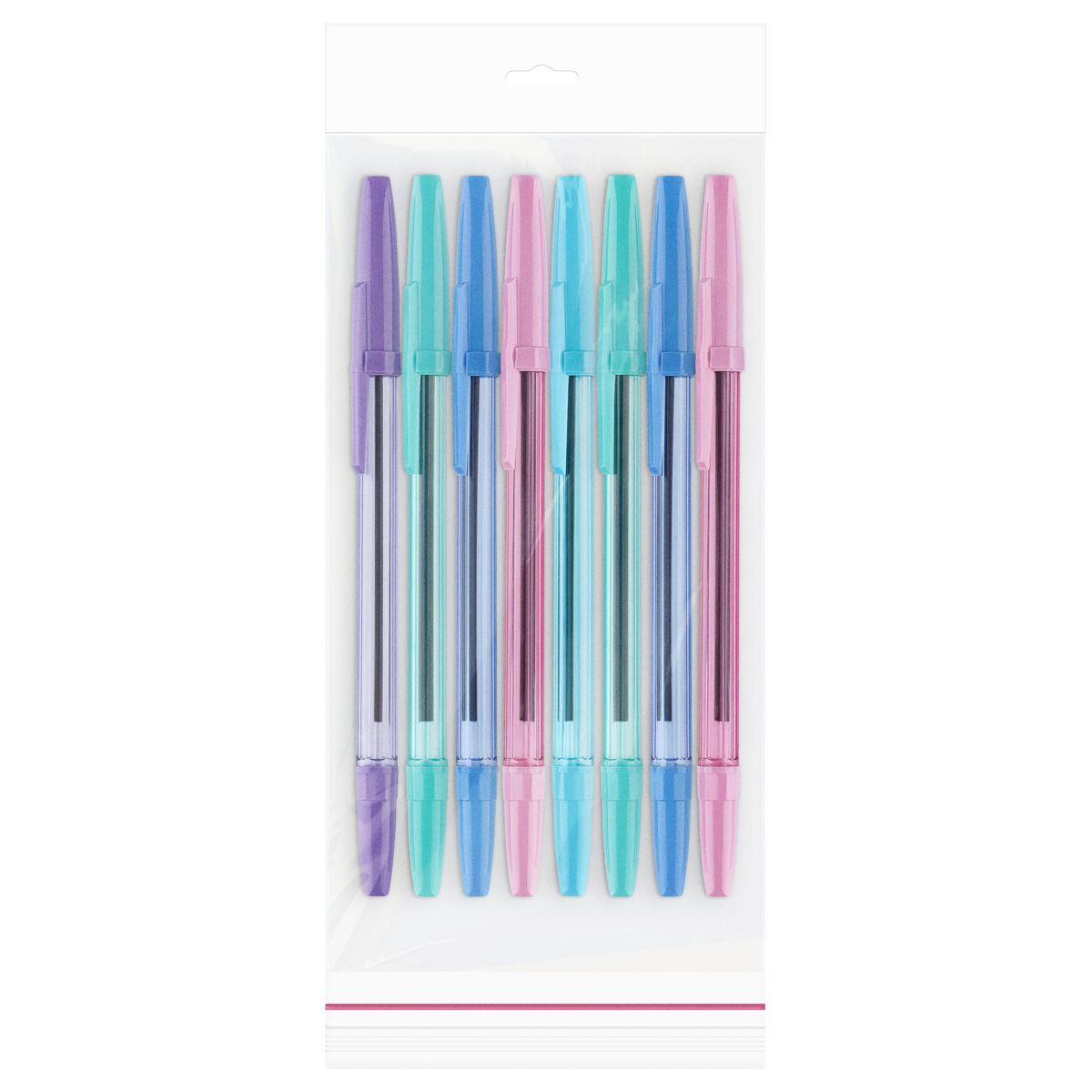 Ручка шариковая СТАММ "Оптима" 8шт., синие, 0,7мм,пастель микс, пакет с европодвесом РОССИЯ СТАММ СТАММ  ТНВЭД 9608101000