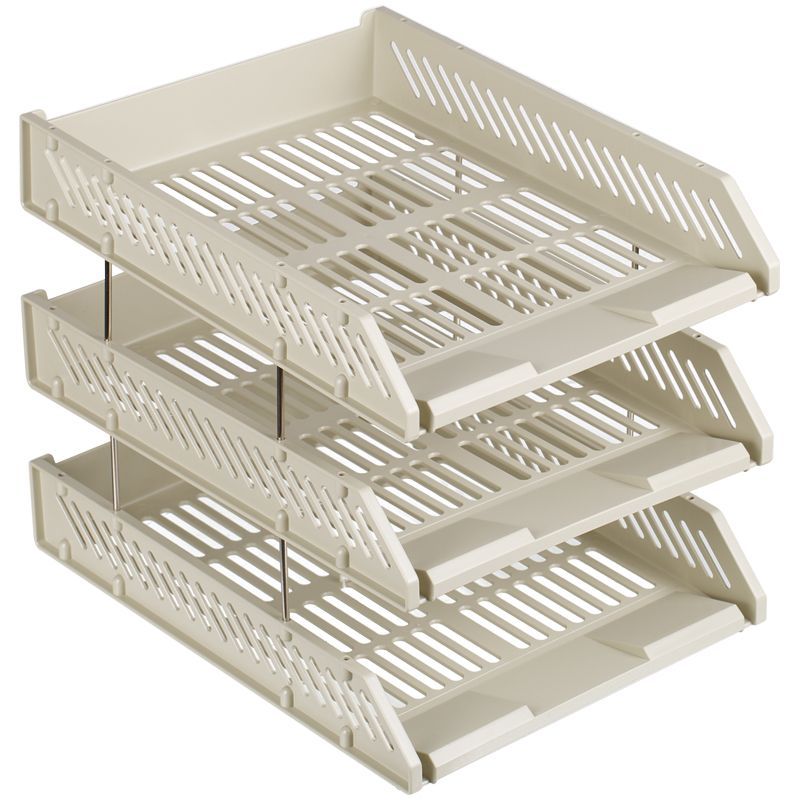 Набор лотков горизонтальных OfficeSpace, 3шт., на метал. стержнях, серый