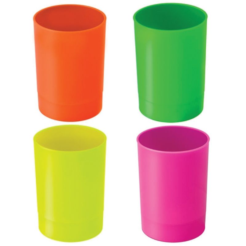 Подставка-стакан СТАММ "Офис. Neon", пластиковая, круглая, ассорти