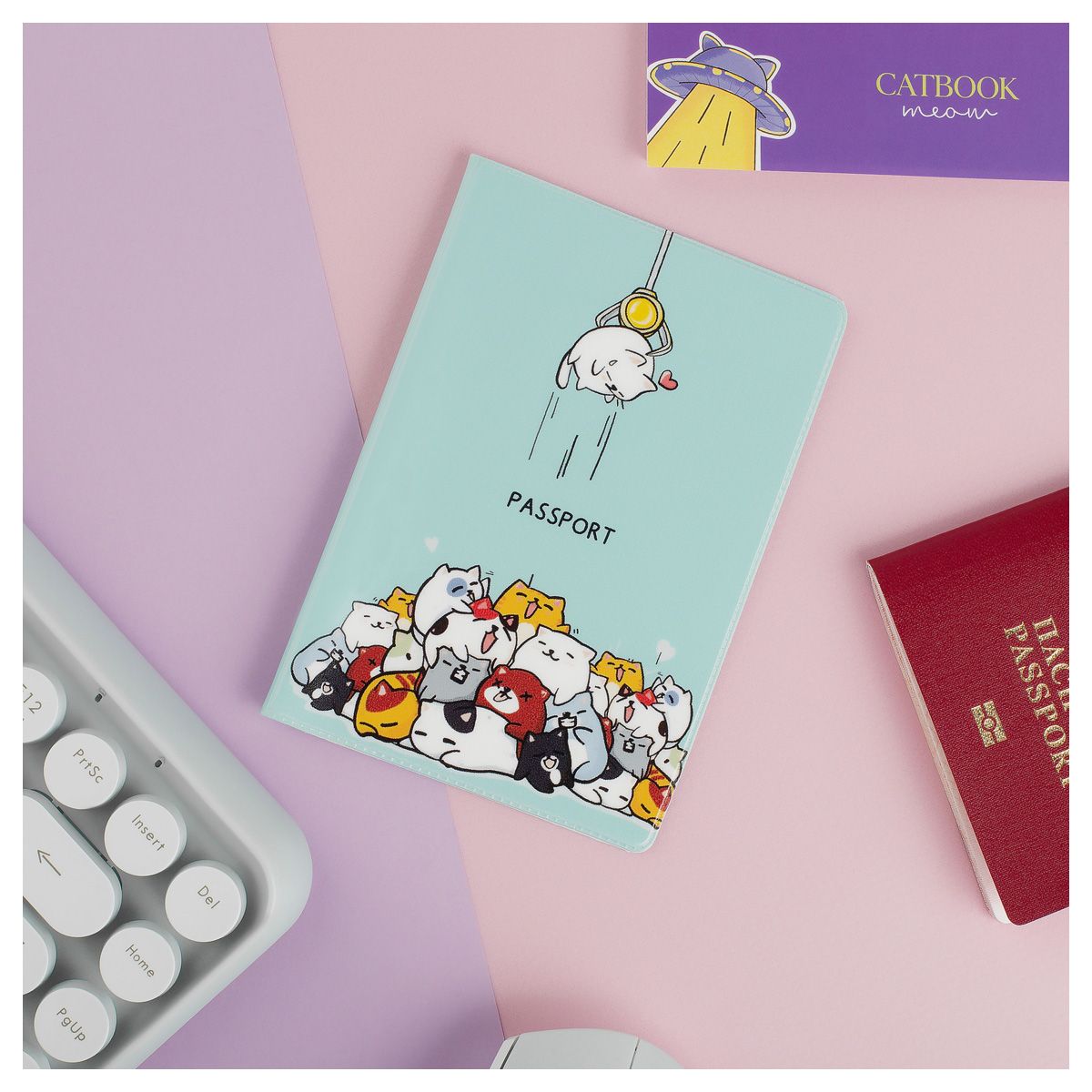 Обложка для паспорта MESHU "Meow Prize", ПВХ, 2 кармана РОССИЯ MESHU MESHU  ТНВЭД 3926100000