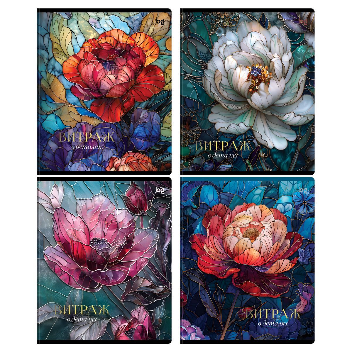 Тетрадь 48л., А5, клетка BG "Витраж", матовая ламинация, тиснение фольгой РОССИЯ BG БиДжи  ТНВЭД 4820200000