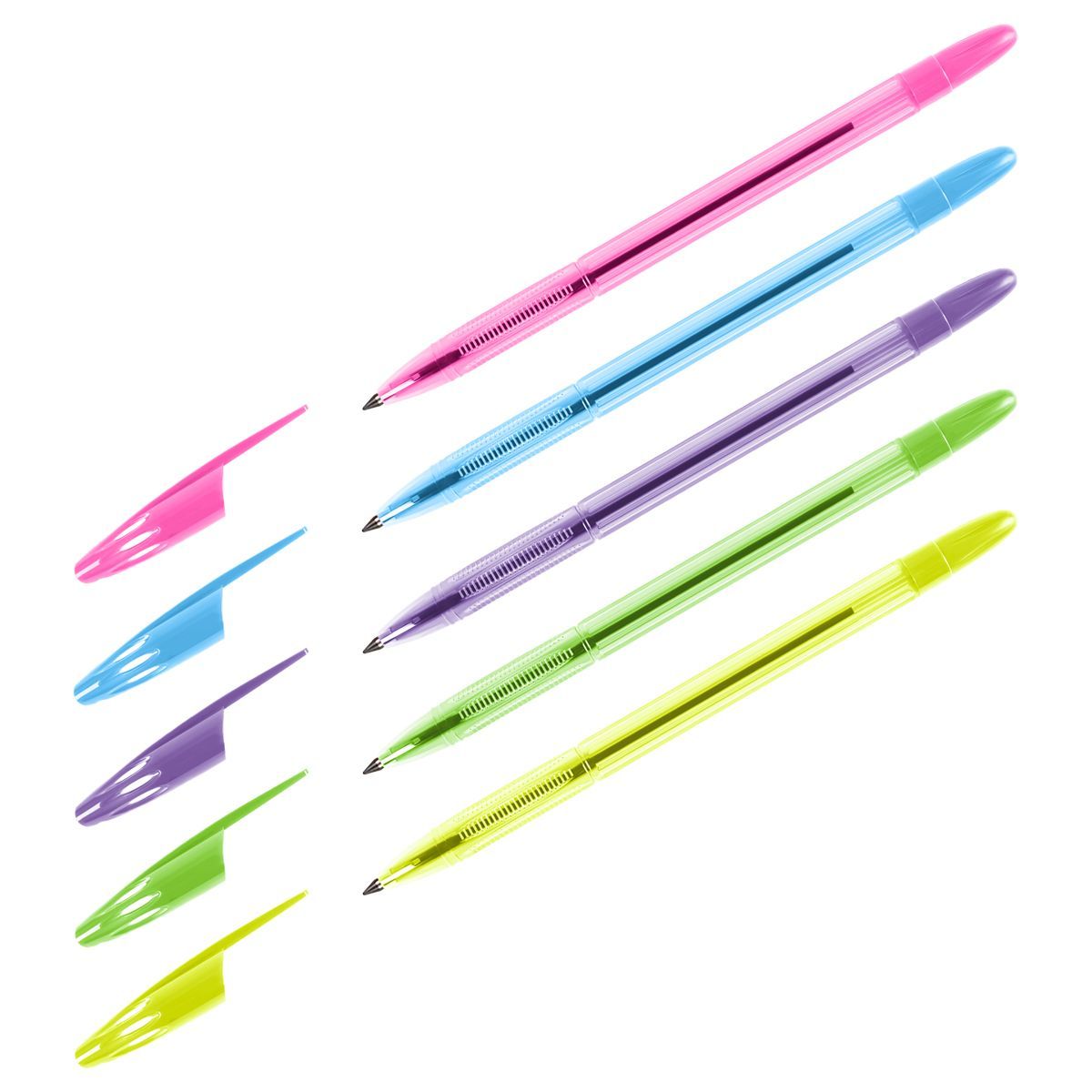 Ручка шариковая СТАММ "555" синяя, 0,7мм, неоновыймикс РОССИЯ СТАММ СТАММ  ТНВЭД 9608101000