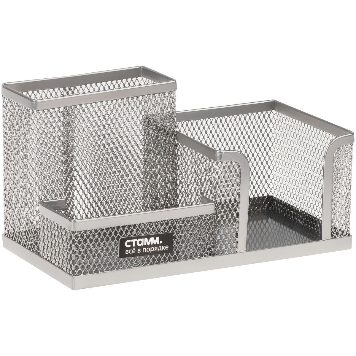 Настольная подставка СТАММ, металлическая, 3 секции, серебристая КИТАЙ СТАММ СТАММ 10702070/150825/5283167/2 ТНВЭД 8304000000