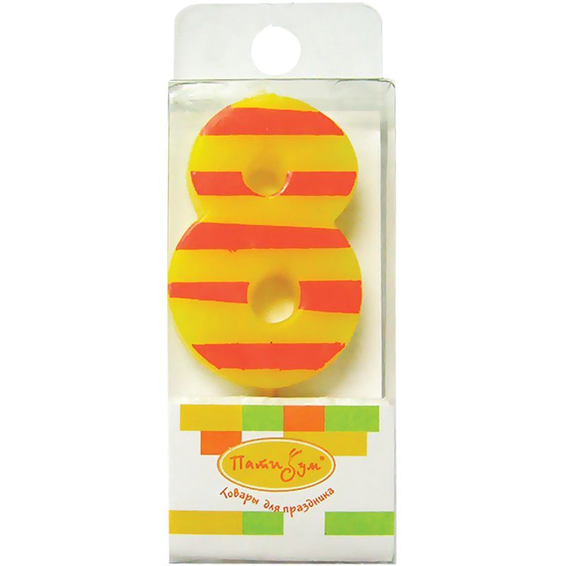 Свеча для торта с держателем ПатиБум "Цифра-мини 8", 5см Китайская Народная Республика ПатиБум 10013120/250618/0006306/1 ТНВЭД 3406000000