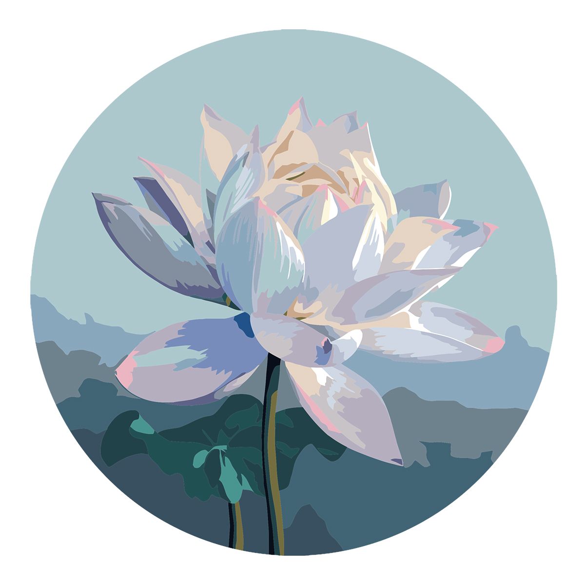 Картина по номерам на фигурном холсте ТРИ СОВЫ "Цветок лотоса", форма круг, с акриловыми красками и кистями КИТАЙ ТРИ СОВЫ ТРИ СОВЫ 10702070/160625/5203041/1 ТНВЭД 3213100000