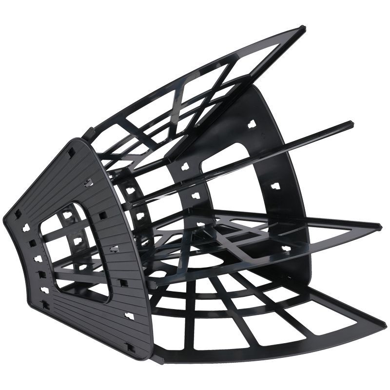 Лоток для бумаг веерный СТАММ "Эконом", 4-х секционный, черный РОССИЯ СТАММ СТАММ  ТНВЭД 3926100000