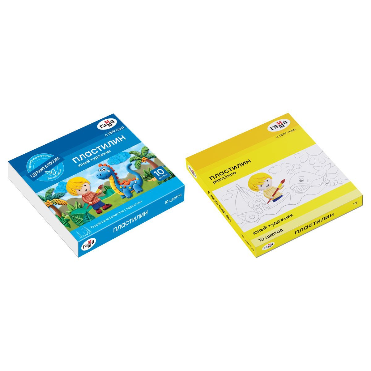 Пластилин Гамма "Юный художник" NEW, 10 цветов, 140г, со стеком, картон. упаковка РОССИЯ Гамма Гамма_детство/школа  ТНВЭД 3407000000