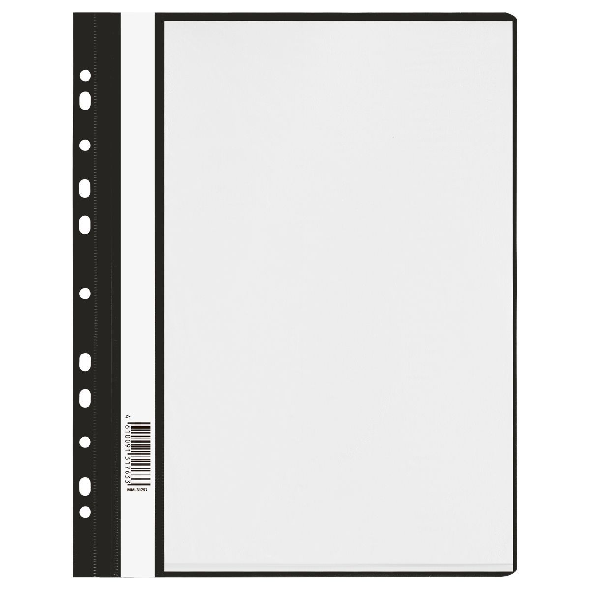 Папка-скоросшиватель с 10 вкладышами СТАММ с перфорацией, А4, 160мкм, пластик, черная РОССИЯ СТАММ СТАММ  ТНВЭД 3926100000