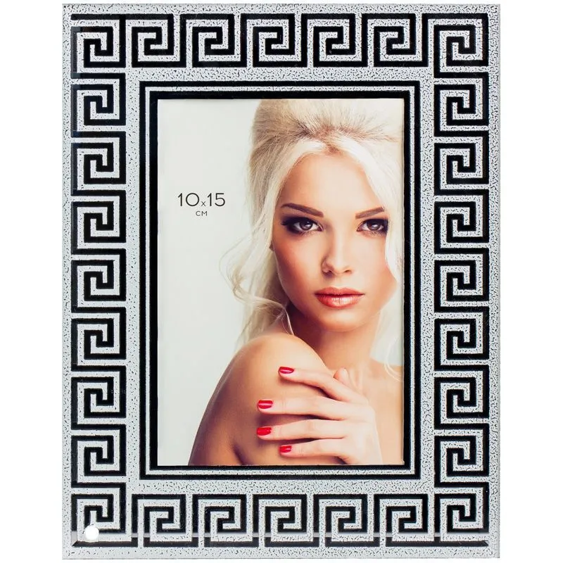 Фоторамка стеклянная 10*15см OfficeSpace "Орнамент", серебро