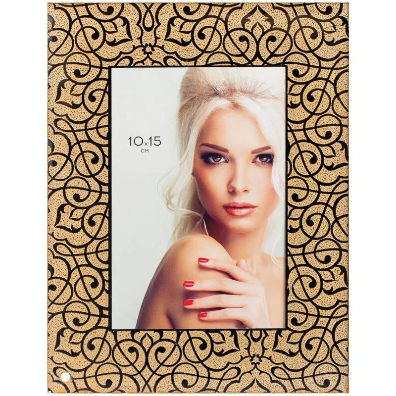 Фоторамка стеклянная 10*15см OfficeSpace "Узоры", золото